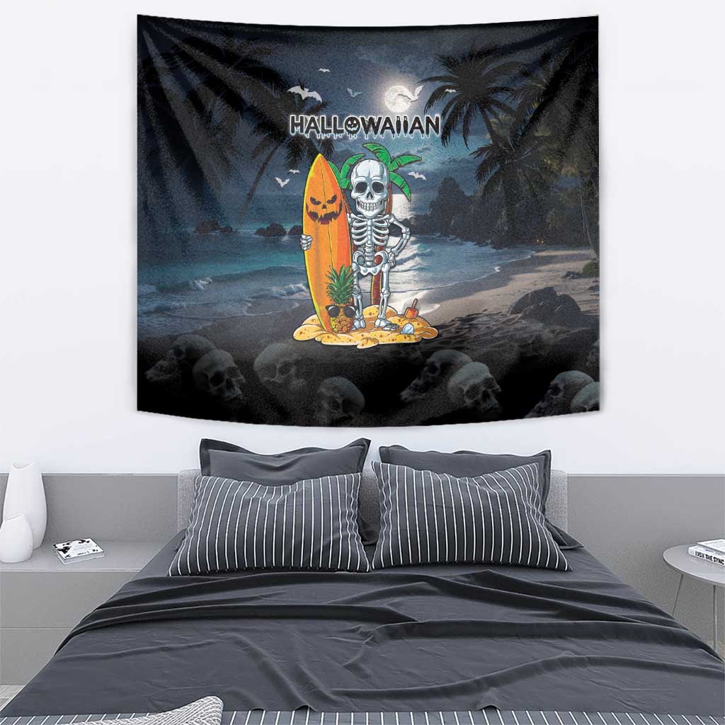 Hawaii Halloween Tapestry Hallowaiian Skeleton Surf LT05 - Polynesian Pride