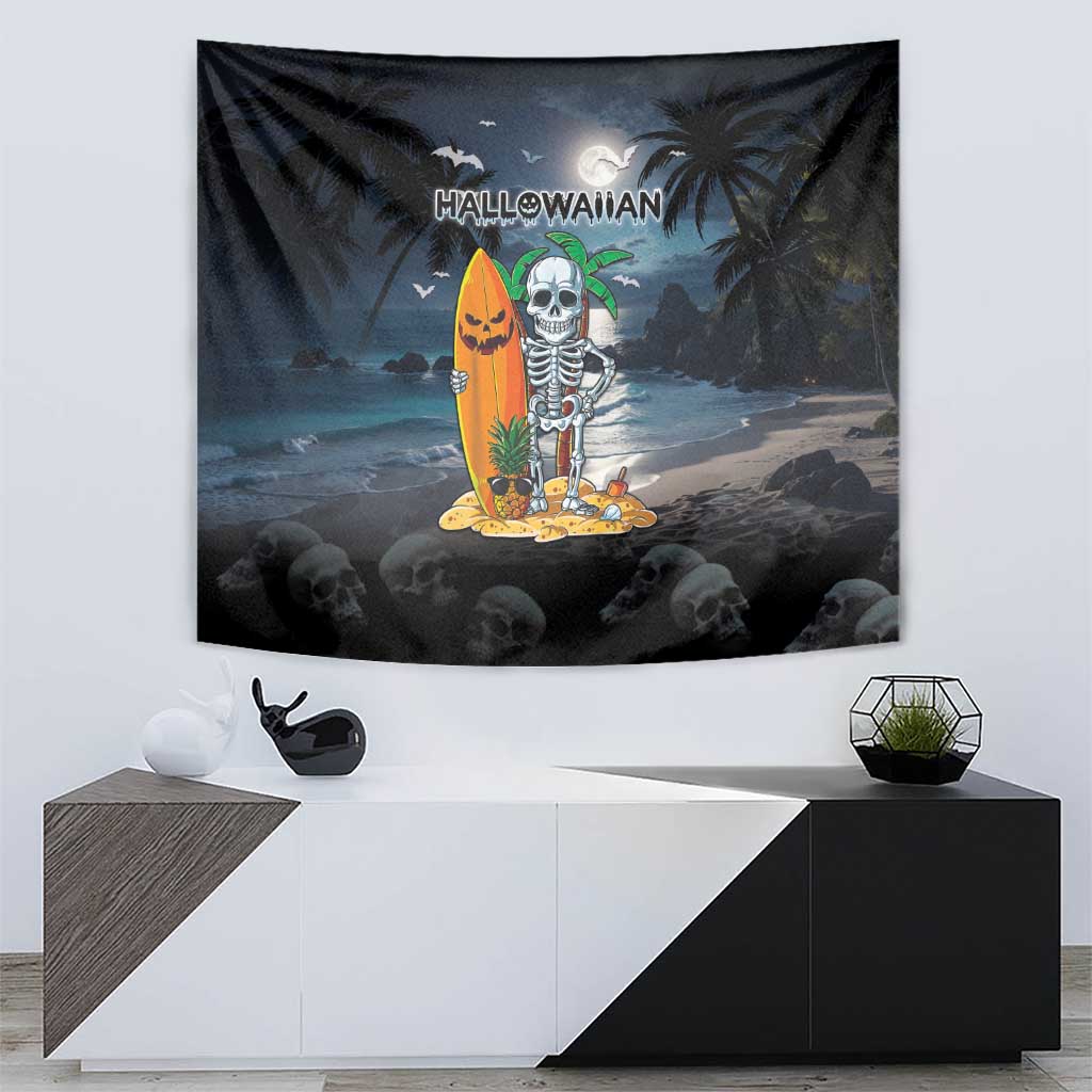 Hawaii Halloween Tapestry Hallowaiian Skeleton Surf LT05 - Polynesian Pride