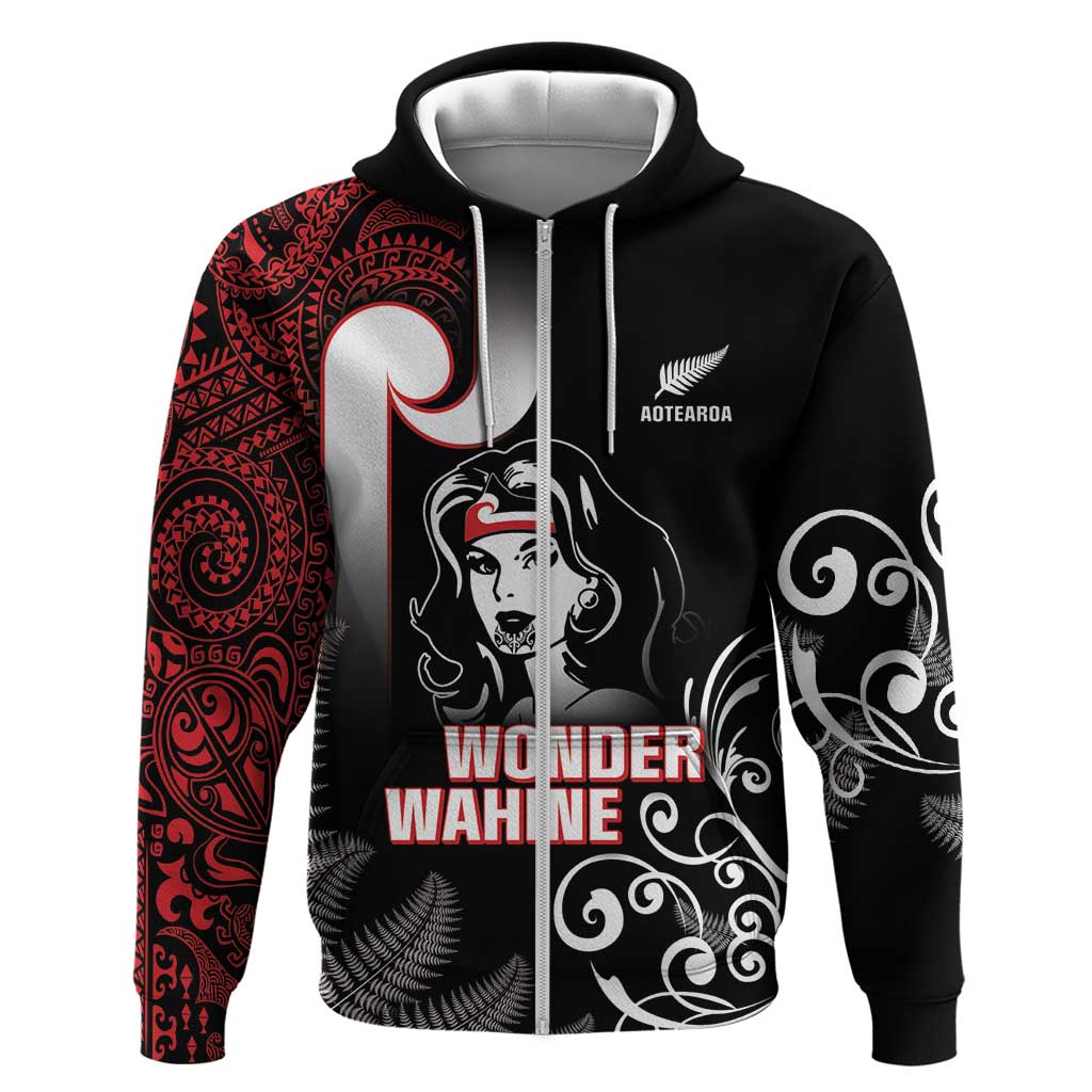 New Zealand Aotearoa Mana Wahine Zip Hoodie LT05 Zip Hoodie Black - Polynesian Pride