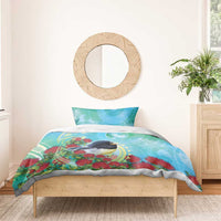 New Zealand Tomtit Bedding Set Maori Koru With Pohutukawa Galaxy Style LT05 - Polynesian Pride