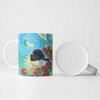 New Zealand Tomtit Ceramic Mug Maori Koru With Pohutukawa Galaxy Style LT05 - Polynesian Pride