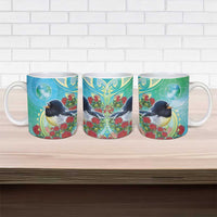 New Zealand Tomtit Ceramic Mug Maori Koru With Pohutukawa Galaxy Style LT05 - Polynesian Pride