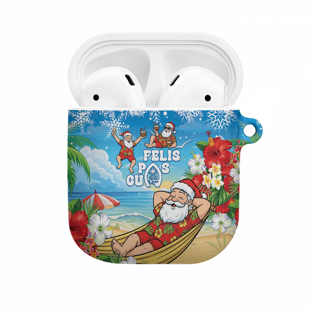 Guam Christmas AirPods Case Felis Pasgua Chilling Santa LT05 Blue - Polynesian Pride