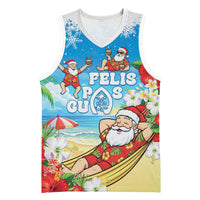 Guam Christmas Basketball Jersey Felis Pasgua Chilling Santa LT05 Unisex Blue - Polynesian Pride