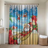 Guam Christmas Bathroom Set Felis Pasgua Chilling Santa LT05 Shower Curtain Only Blue - Polynesian Pride