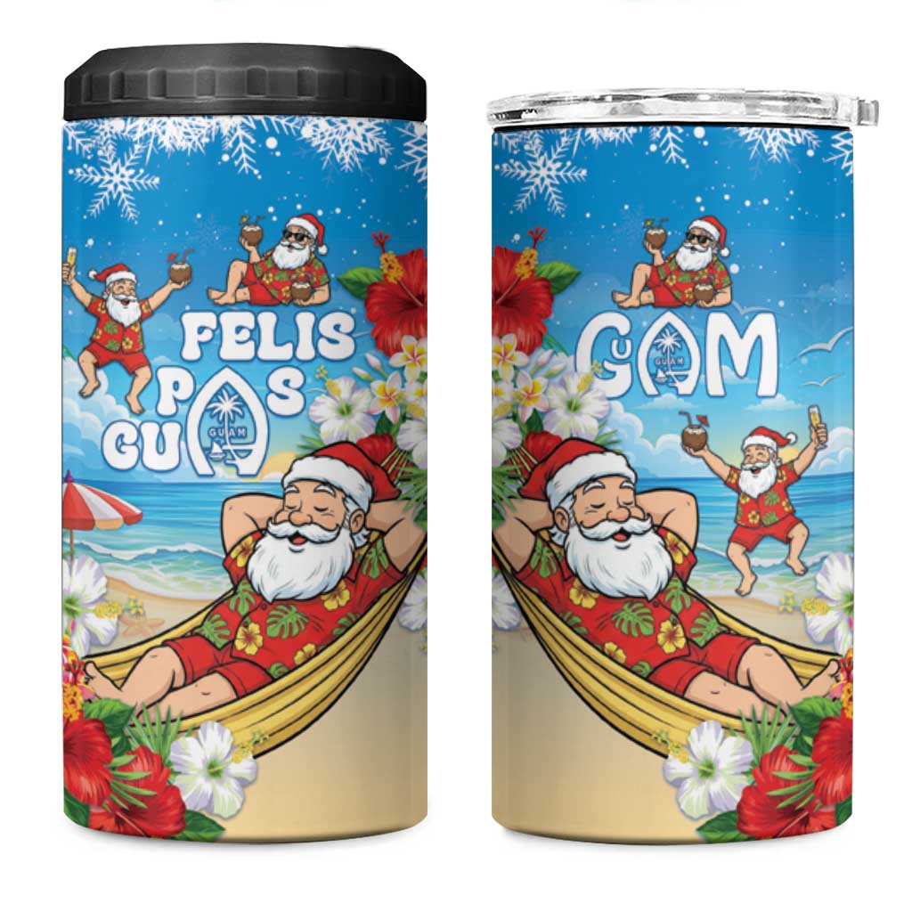 Guam Christmas 4 in 1 Can Cooler Tumbler Felis Pasgua Chilling Santa LT05 One Size: 16 oz Blue - Polynesian Pride