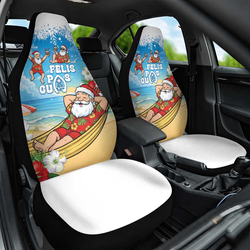 Guam Christmas Car Seat Cover Felis Pasgua Chilling Santa LT05 One Size Blue - Polynesian Pride