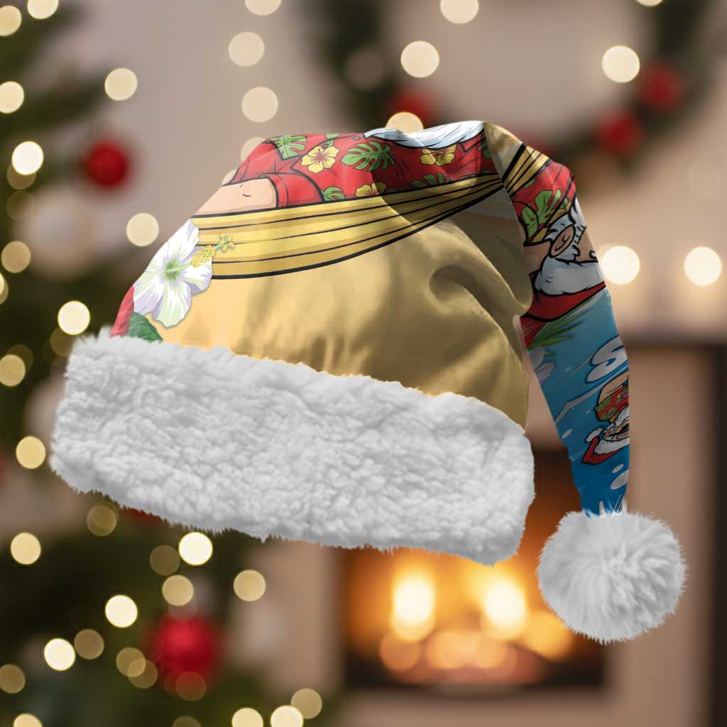 Guam Christmas Santa Hat Felis Pasgua Chilling Santa LT05 With Fur Blue - Polynesian Pride
