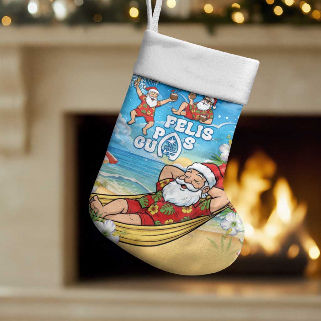 Guam Christmas Stocking Felis Pasgua Chilling Santa LT05 Set of 2 Blue - Polynesian Pride