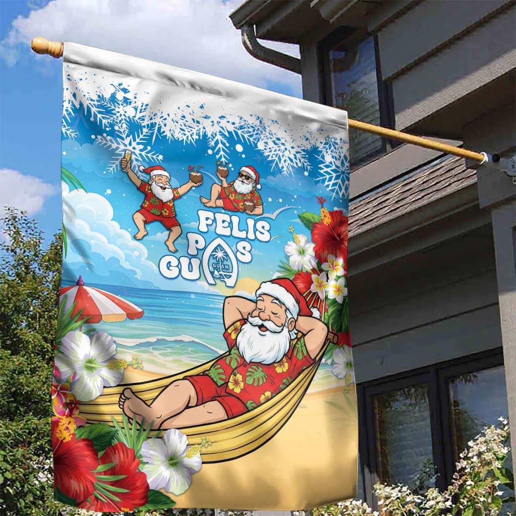 Guam Christmas Garden Flag Felis Pasgua Chilling Santa LT05 - Polynesian Pride