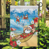 Guam Christmas Garden Flag Felis Pasgua Chilling Santa LT05 Garden Flag Blue - Polynesian Pride