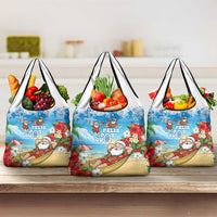 Guam Christmas Grocery Bag Felis Pasgua Chilling Santa LT05 3-pack One Size Blue - Polynesian Pride