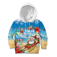 Guam Christmas Kid Hoodie Felis Pasgua Chilling Santa LT05 Hoodie Blue - Polynesian Pride