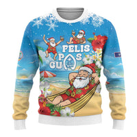 Guam Christmas Ugly Christmas Sweater Felis Pasgua Chilling Santa LT05 - Polynesian Pride
