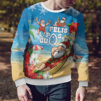 Guam Christmas Ugly Christmas Sweater Felis Pasgua Chilling Santa LT05 - Polynesian Pride