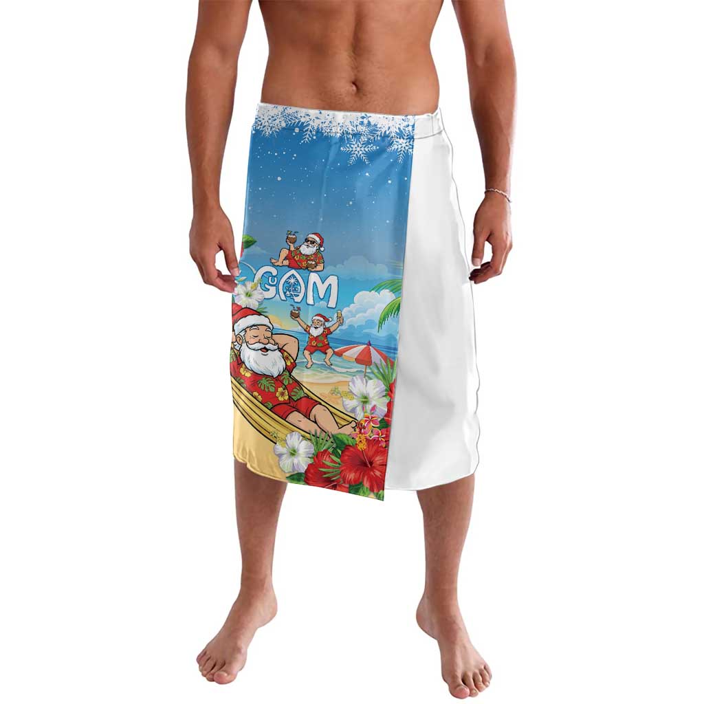 Guam Christmas Lavalava Felis Pasgua Chilling Santa LT05 Blue - Polynesian Pride
