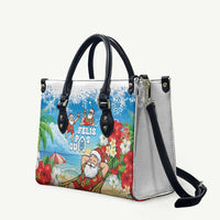 Guam Christmas Leather Bag Felis Pasgua Chilling Santa LT05 Blue - Polynesian Pride