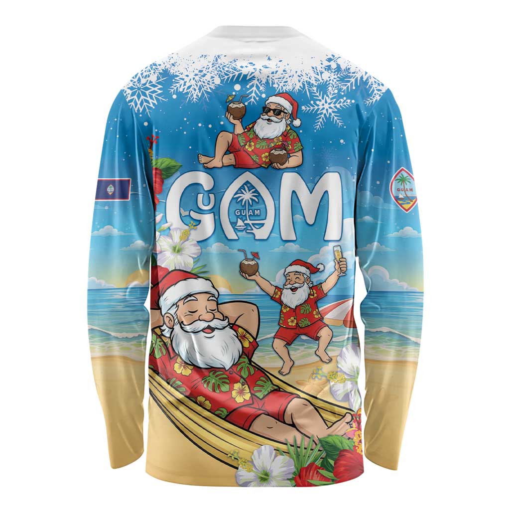 Guam Christmas Long Sleeve Shirt Felis Pasgua Chilling Santa LT05 - Polynesian Pride