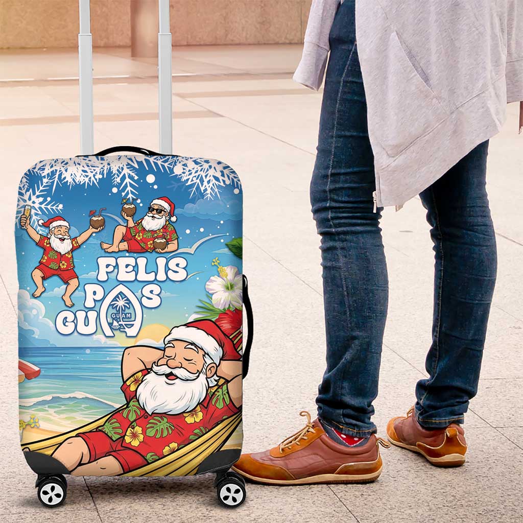 Guam Christmas Luggage Cover Felis Pasgua Chilling Santa LT05 Blue - Polynesian Pride