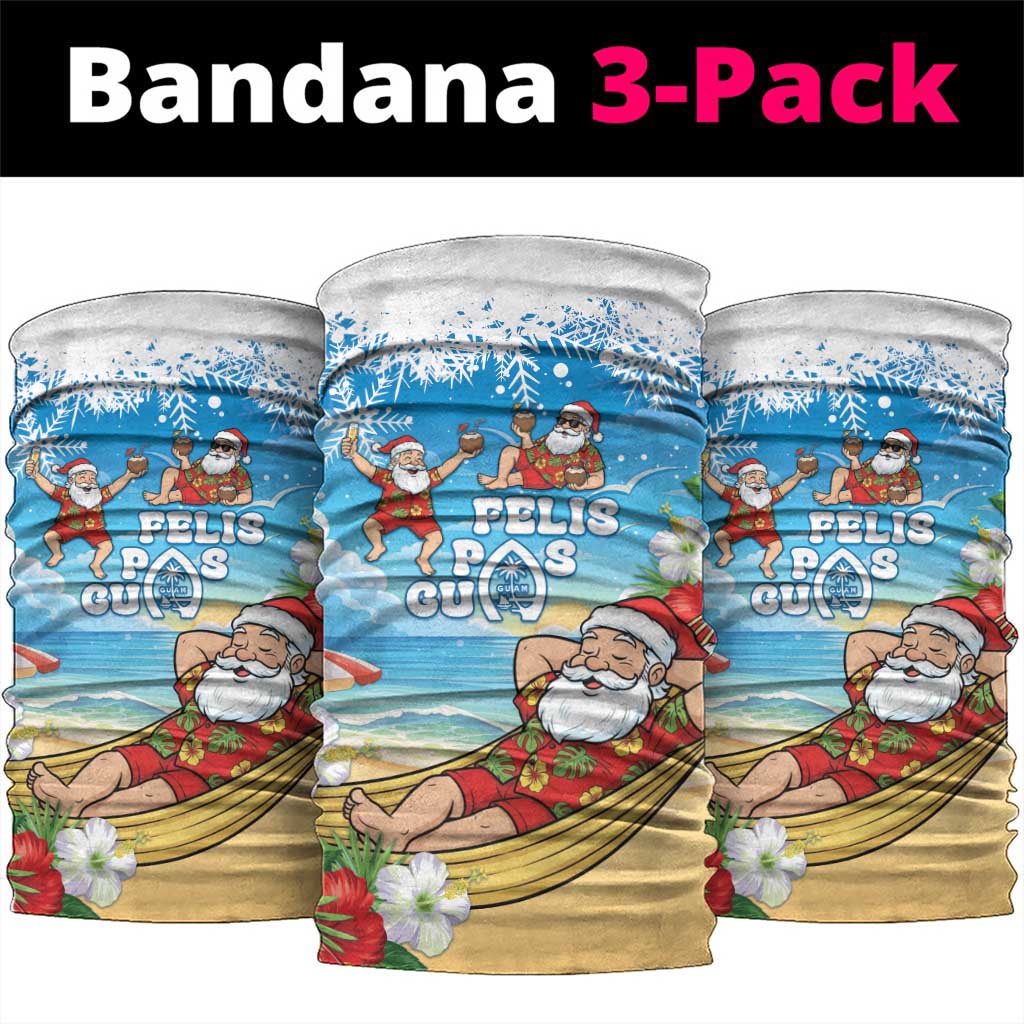 Guam Christmas Neck Gaiter Felis Pasgua Chilling Santa LT05 package One Size: 25*50cm Blue - Polynesian Pride