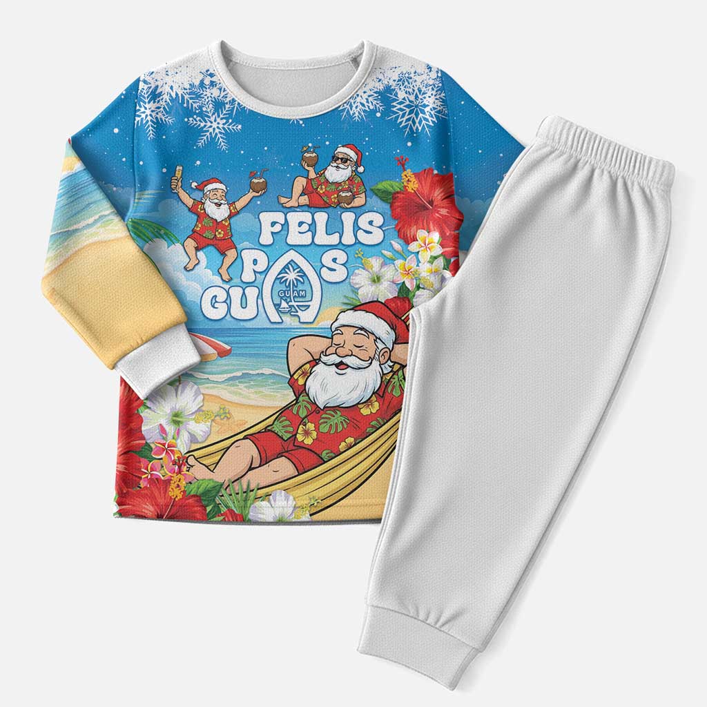 Guam Christmas Pajama Set Felis Pasgua Chilling Santa LT05 Men Blue - Polynesian Pride