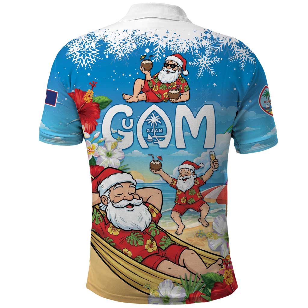 Guam Christmas Polo Shirt Felis Pasgua Chilling Santa LT05 - Polynesian Pride