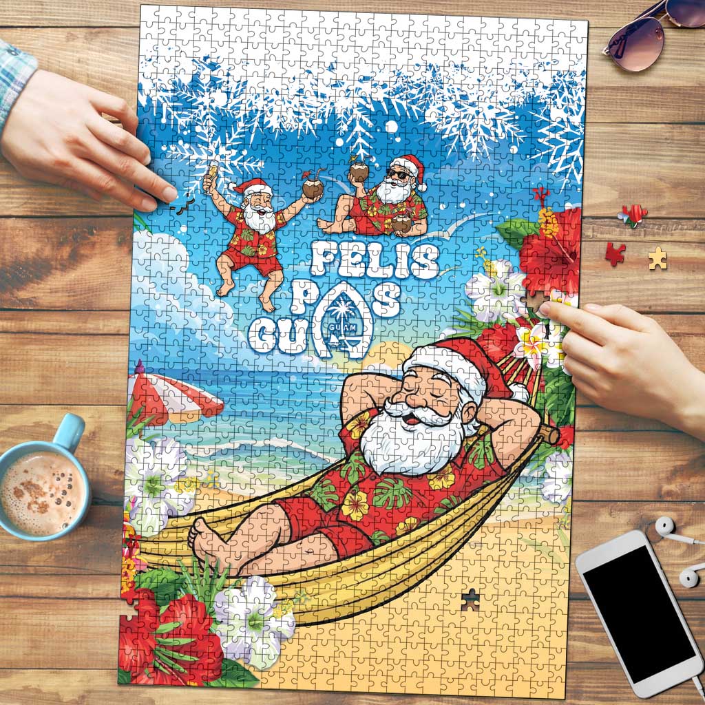 Guam Christmas Puzzle Felis Pasgua Chilling Santa LT05 Blue - Polynesian Pride