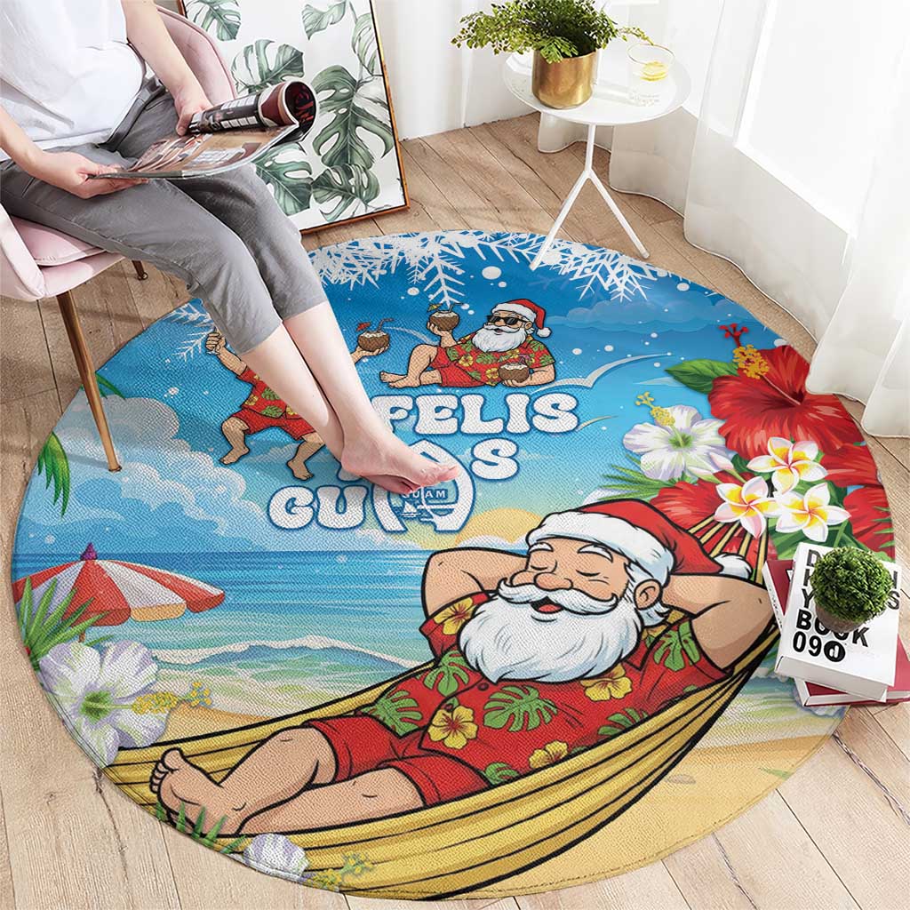 Guam Christmas Round Carpet Felis Pasgua Chilling Santa LT05 - Polynesian Pride