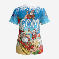 Guam Christmas Scrub Top Felis Pasgua Chilling Santa LT05 - Polynesian Pride