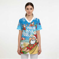 Guam Christmas Scrub Top Felis Pasgua Chilling Santa LT05 - Polynesian Pride