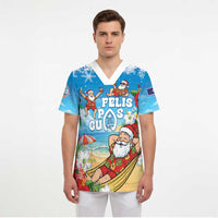 Guam Christmas Scrub Top Felis Pasgua Chilling Santa LT05 - Polynesian Pride