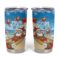 Guam Christmas Tumbler Cup Felis Pasgua Chilling Santa LT05 Blue - Polynesian Pride