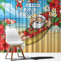 Guam Christmas Window Curtain Felis Pasgua Chilling Santa LT05 - Polynesian Pride