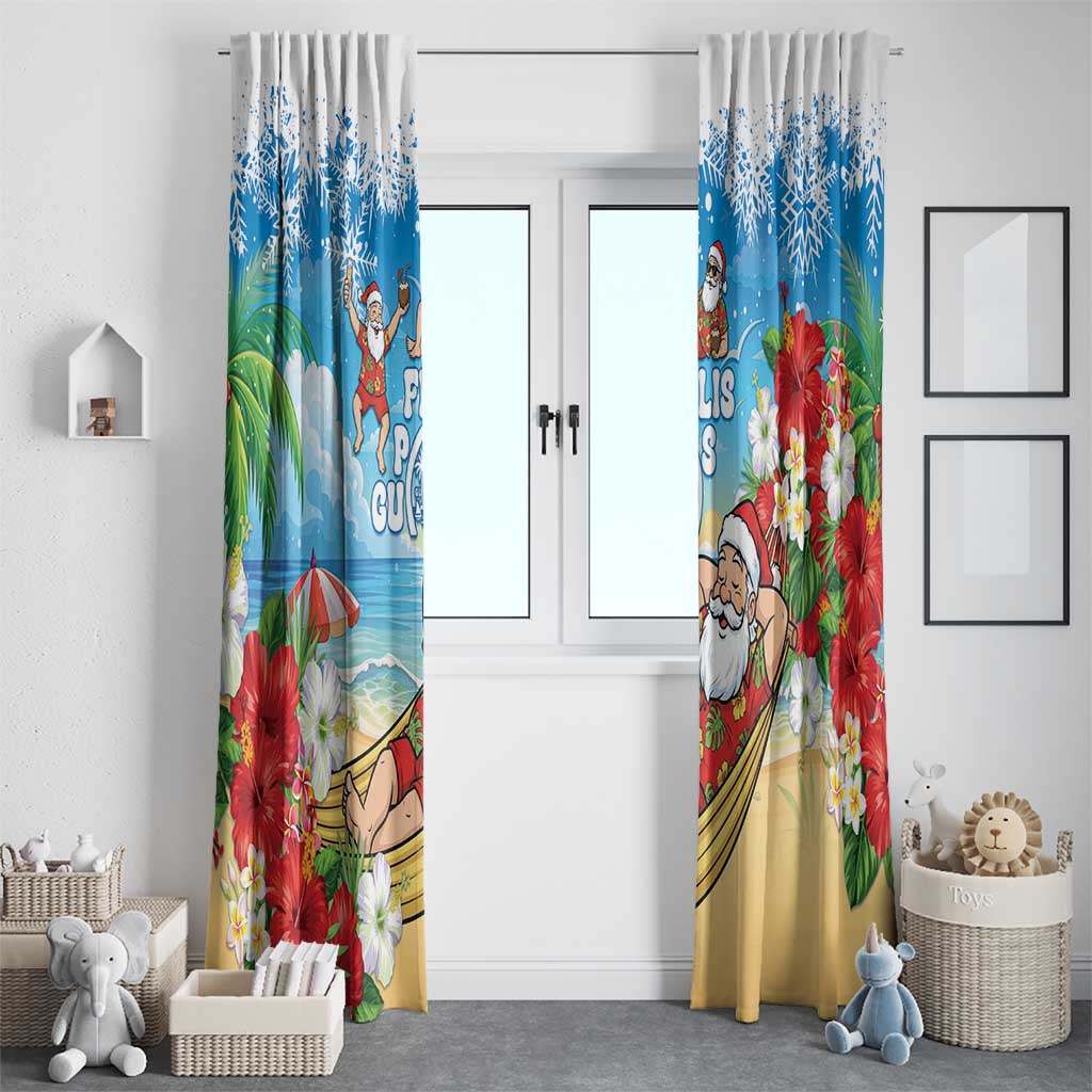 Guam Christmas Window Curtain Felis Pasgua Chilling Santa LT05 - Polynesian Pride