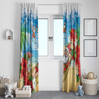 Guam Christmas Window Curtain Felis Pasgua Chilling Santa LT05 - Polynesian Pride