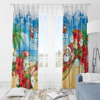 Guam Christmas Window Curtain Felis Pasgua Chilling Santa LT05 - Polynesian Pride