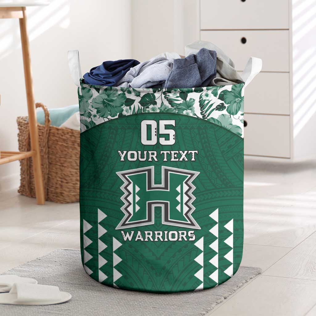 Custom Hawaii Football Laundry Basket Rainbow Warriors Tropical Vibes LT05 Green - Polynesian Pride