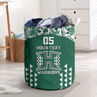 Custom Hawaii Football Laundry Basket Rainbow Warriors Tropical Vibes LT05 Green - Polynesian Pride