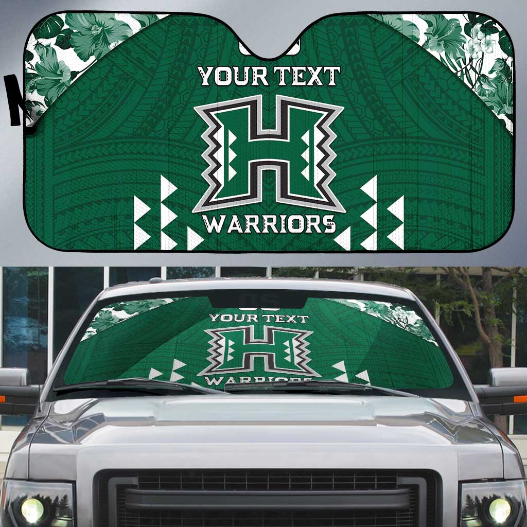 Custom Hawaii Football Auto Sun Shade Rainbow Warriors Tropical Vibes LT05 Green - Polynesian Pride
