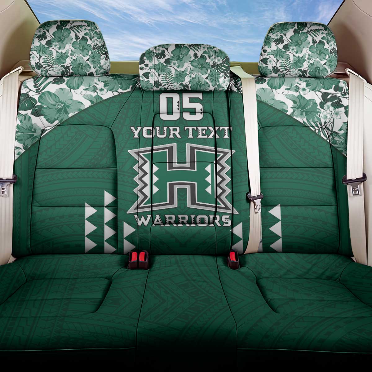 Custom Hawaii Football Back Car Seat Cover Rainbow Warriors Tropical Vibes LT05 One Size Green - Polynesian Pride