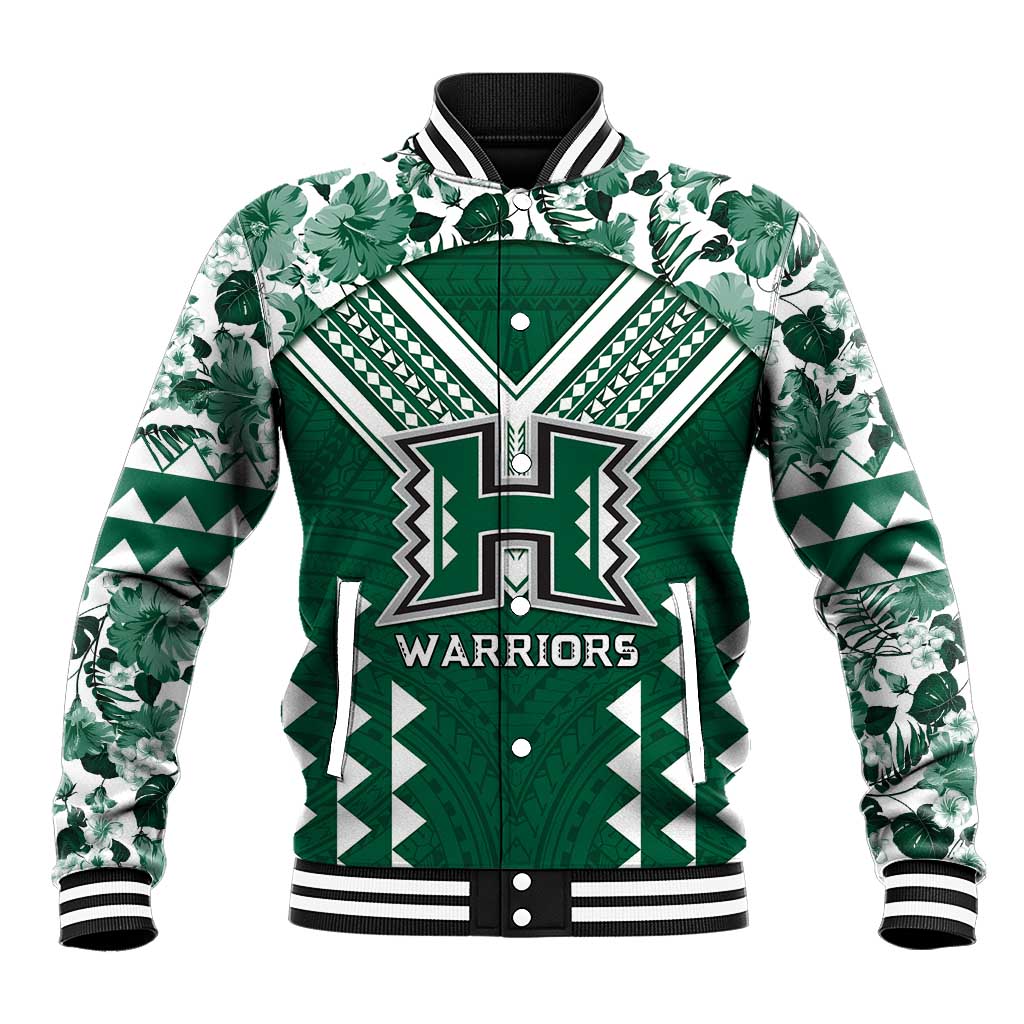 Custom Hawaii Football Baseball Jacket Rainbow Warriors Tropical Vibes LT05 Unisex Green - Polynesian Pride