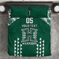 Custom Hawaii Football Bedding Set Rainbow Warriors Tropical Vibes LT05 Green - Polynesian Pride