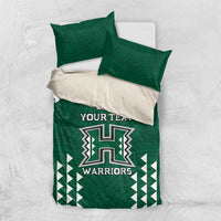 Custom Hawaii Football Bedding Set Rainbow Warriors Tropical Vibes LT05 US Twin 172cm x 218cm Green - Polynesian Pride