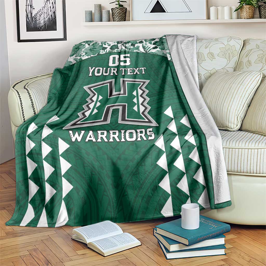 Custom Hawaii Football Blanket Rainbow Warriors Tropical Vibes LT05 Green - Polynesian Pride