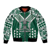 Custom Hawaii Football Bomber Jacket Rainbow Warriors Tropical Vibes LT05 Unisex Green - Polynesian Pride