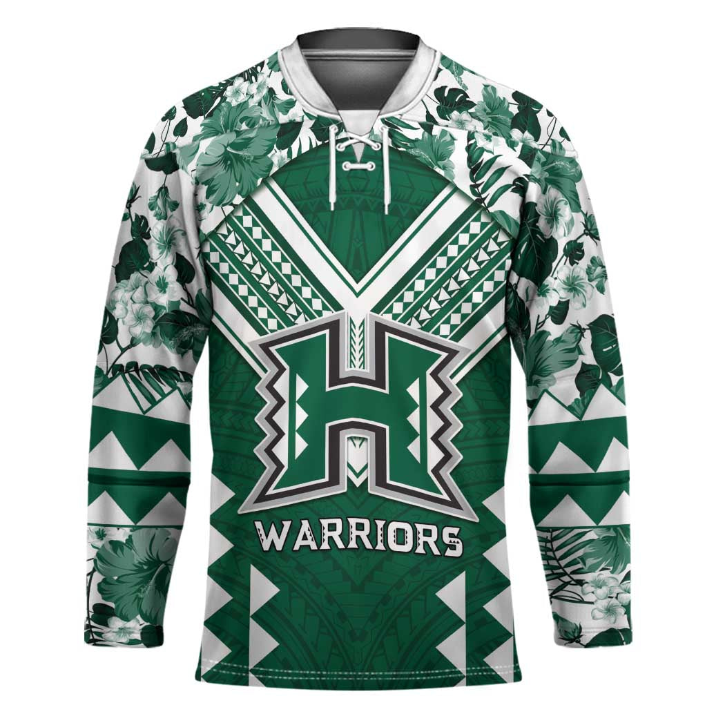 Custom Hawaii Football Hockey Jersey Rainbow Warriors Tropical Vibes LT05 Unisex Green - Polynesian Pride