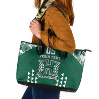 Custom Hawaii Football Leather Tote Bag Rainbow Warriors Tropical Vibes LT05 Green - Polynesian Pride