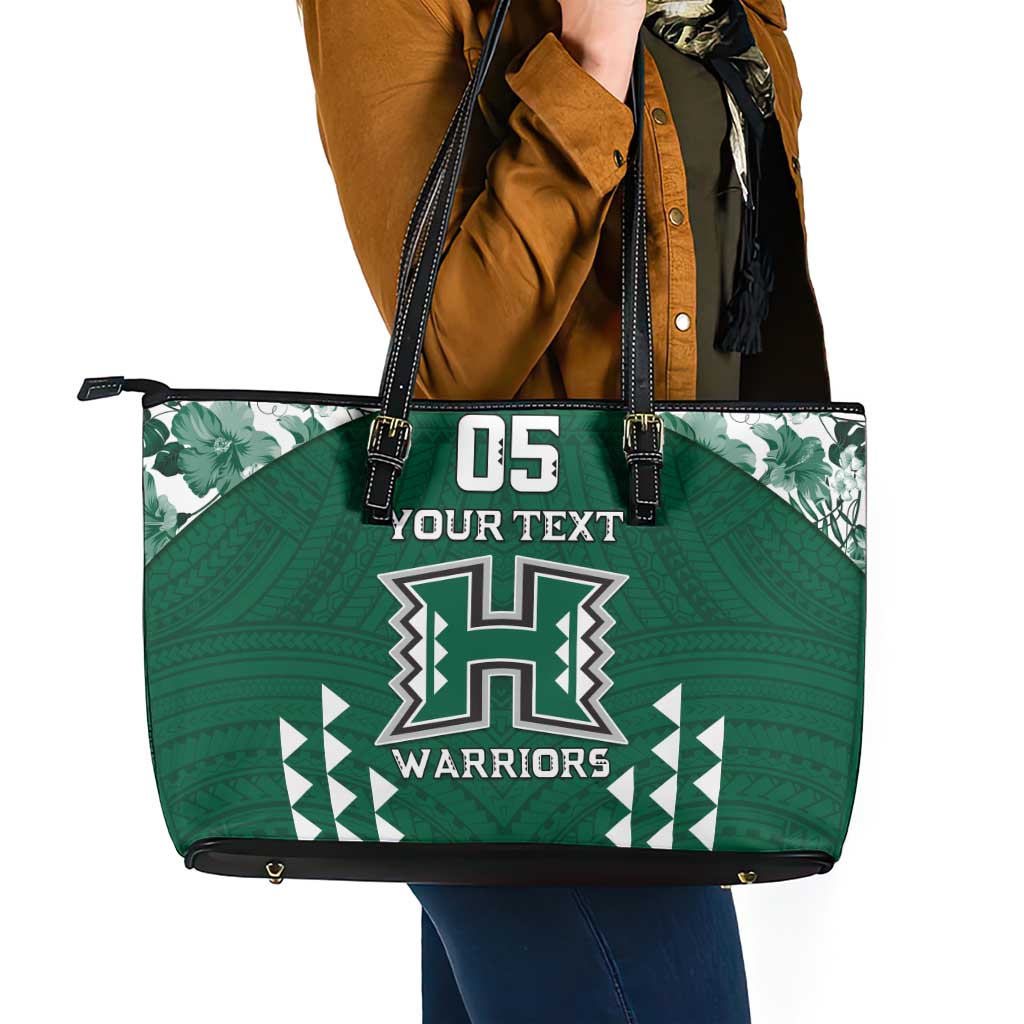 Custom Hawaii Football Leather Tote Bag Rainbow Warriors Tropical Vibes LT05 - Polynesian Pride