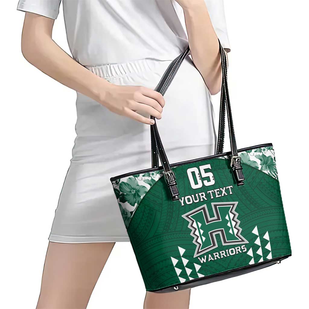 Custom Hawaii Football Leather Tote Bag Rainbow Warriors Tropical Vibes LT05 - Polynesian Pride