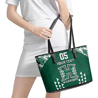 Custom Hawaii Football Leather Tote Bag Rainbow Warriors Tropical Vibes LT05 - Polynesian Pride